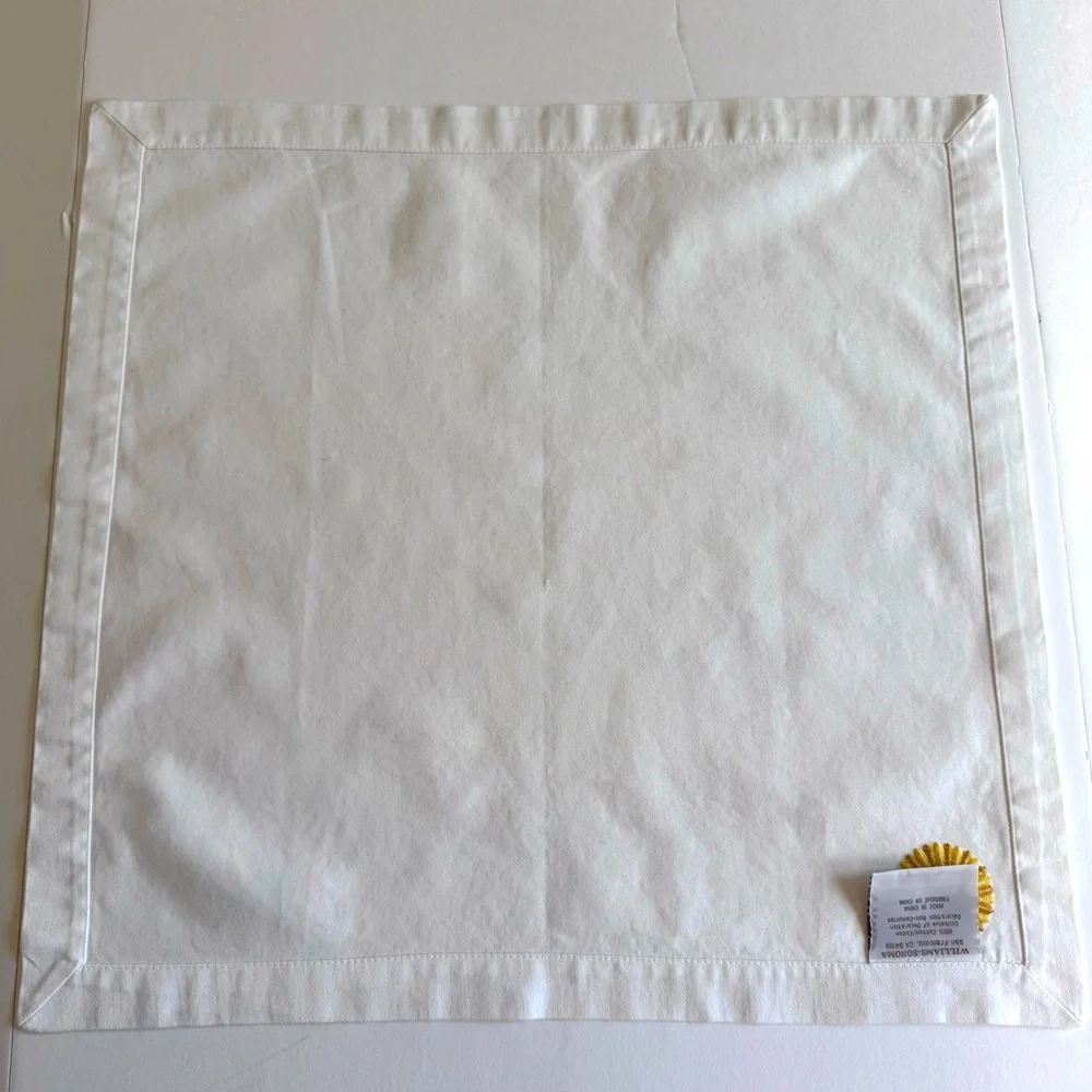 Williams Sonoma Vintage Sunflower Embroidered Cotton Napkins Set 2